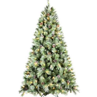 5ft Christmas Tree, 200 Warm White Led Lights, 694 & Hard Needle Tips, 51 Pine , Quick Structure Setup Full - Bodied Tree With Pre Strung Soft Glowing Mixed Stable Base