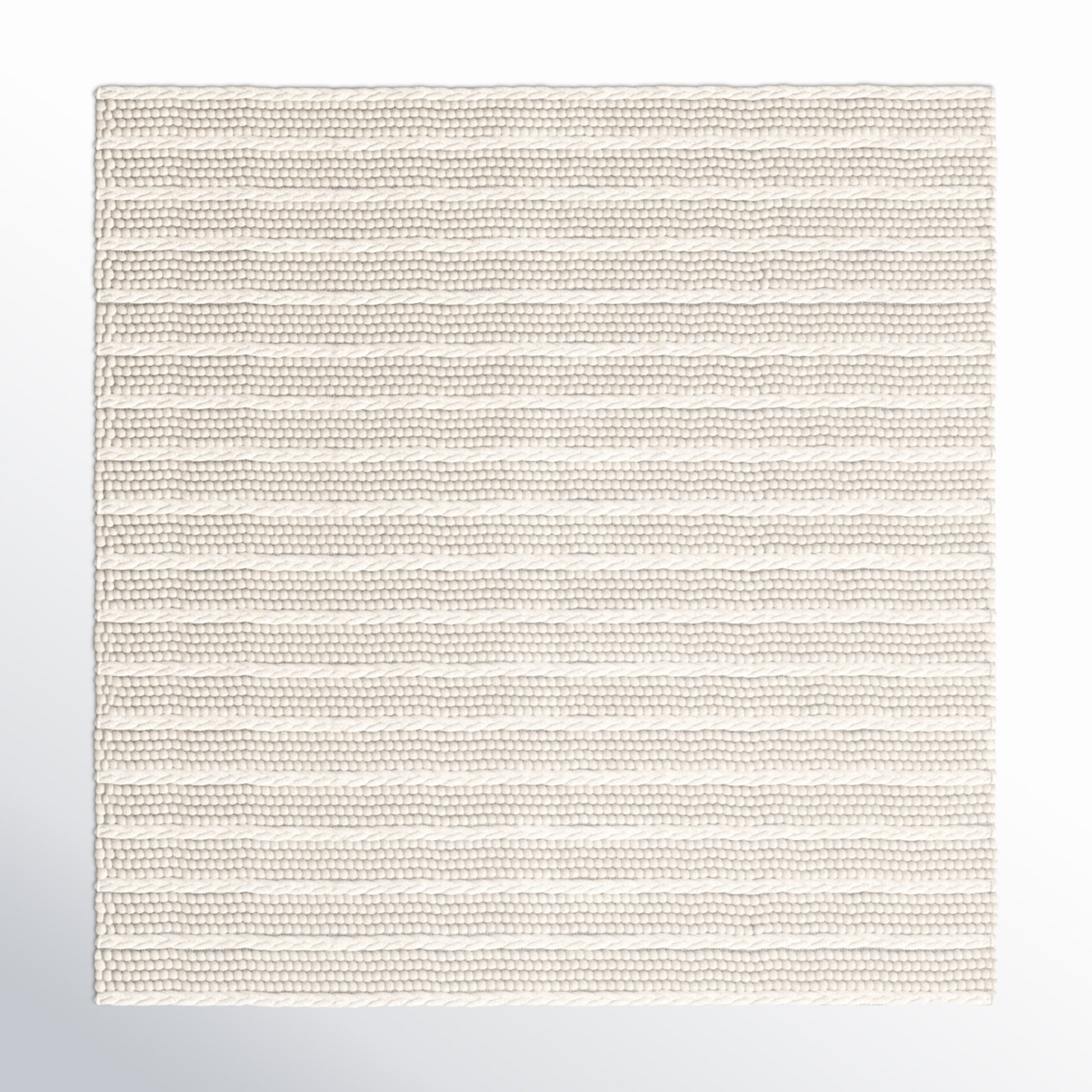 Sestina Ivory Handmade Flatweave Rug, Square 1'6"