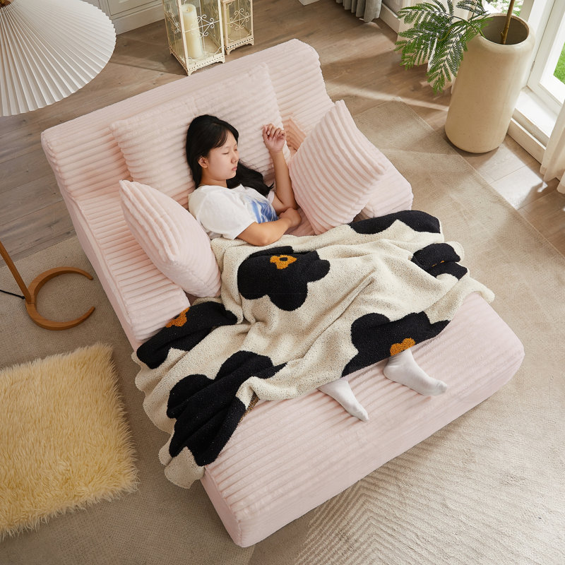 Chaise longue avec coussin moelleux, Pink