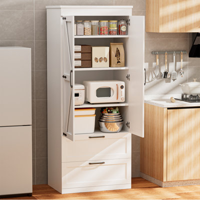 71" Tall Kitchen Pantry Cabinet, Storage Cabinet With Adjustable Shelf And Drawers For Kitchen, Living Room