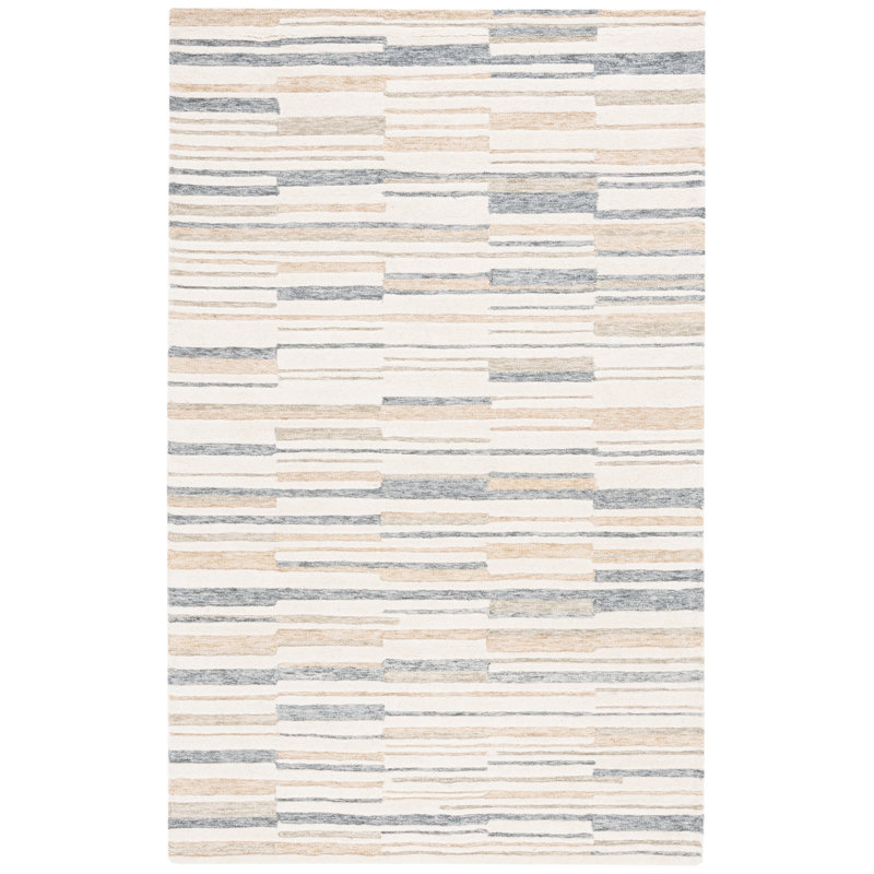 Tapis beige / ivoire en laine / coton touffeté à la main Kovacev, Rectangle 4 pi x 6 pi