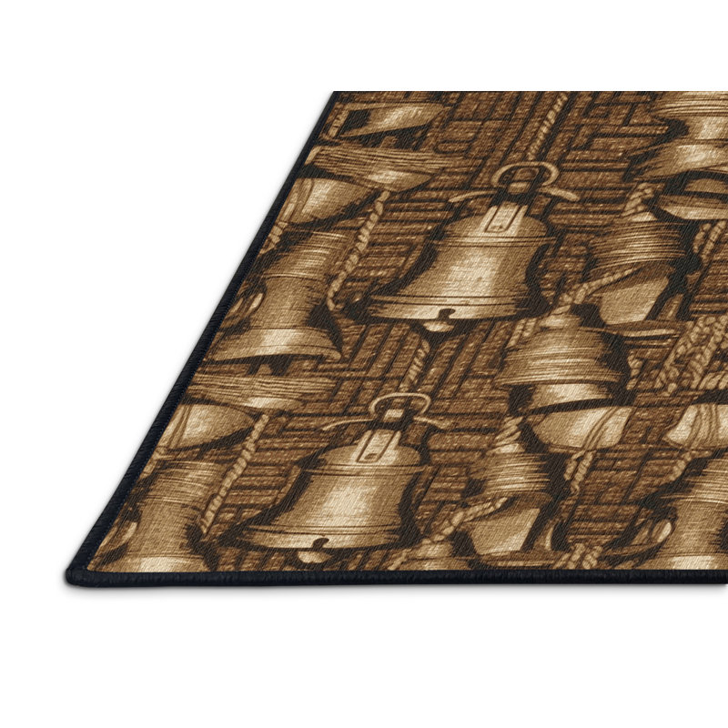 Washable Ship bells Nautical Area Rug, Rectangle 2' x 3'