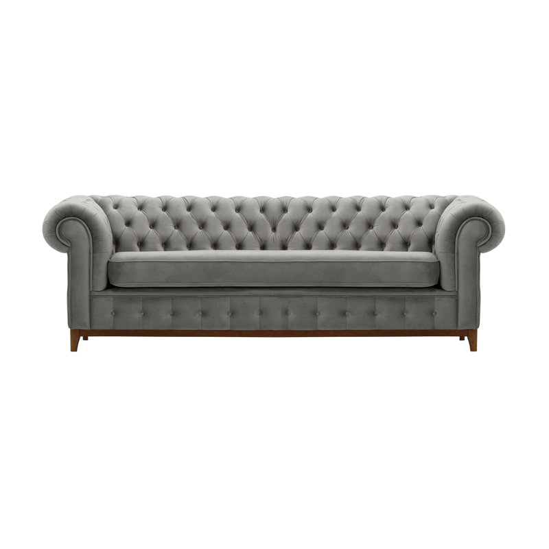 Fryar Velvet Sofa, Silver, Brown, 3