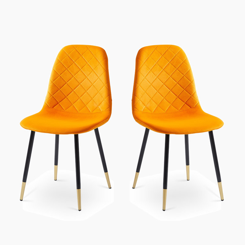 Chaise d'appoint en velours capitonné 21 po Jaleigh, Velours orange