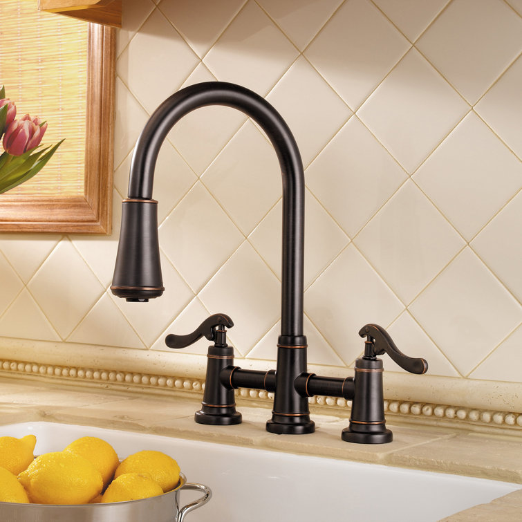 Ashfield Pull Down Double Handle Kitchen Faucet