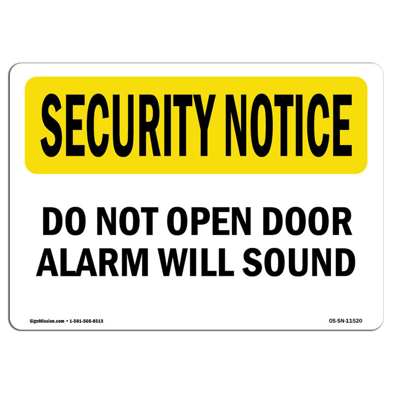 Security Notice Sign, 18" H x 24" W x 0.1" D