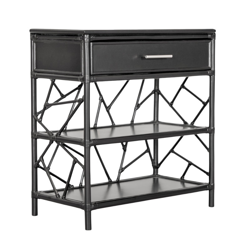 End Table with Storage, Black