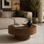 Round Burl Wood Veneer Coffee Table with Sturdy Pedestal-261113092