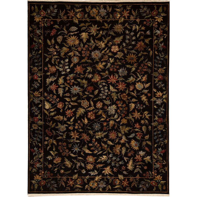 Bokara Rug Co., Inc. Hand-Knotted High-Quality Black and Brown 