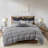 Rustic Cotton Jacquard Bedding Sets, Grey & Black, King/cal King Comforter Set