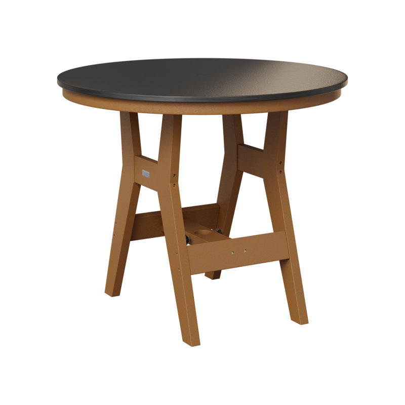 Harbor Outdoor Round Dining Table, Cedar, 30.37" H x 38" W x 38" D, Hammered Top Black