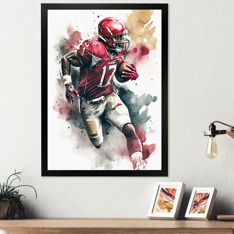 «Football Player on Field II», reproduction rectangulaire sur toile, Cadre photo noir, L 12 po x H 20 po x P 1 po