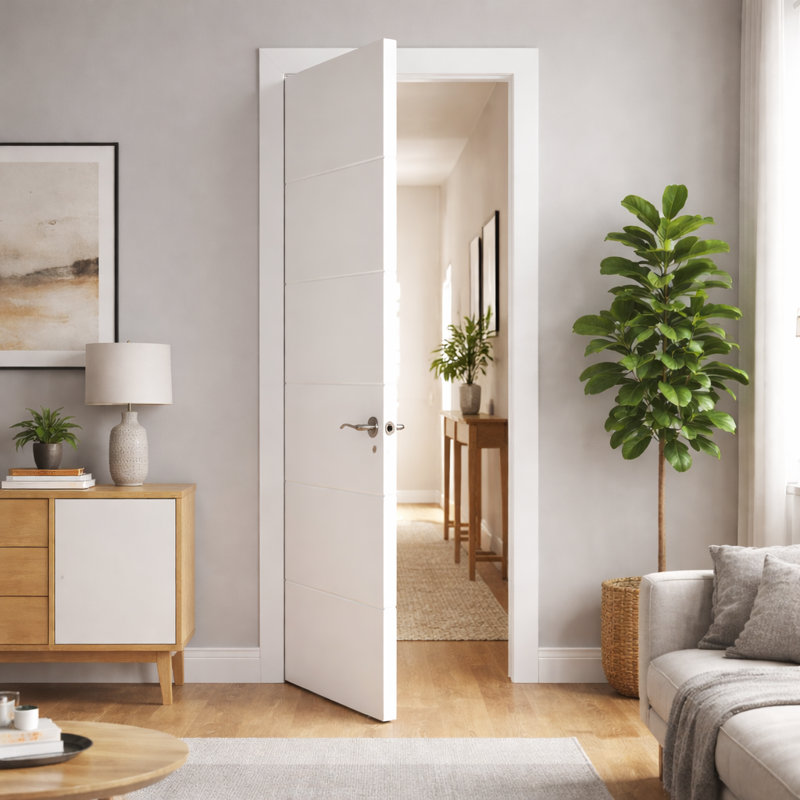 Dalle de porte affleurante blanche à noyau uni - Berkley, 30 po x 80 po, insonorisée pour chambres à coucher et salles de bain sans cadre