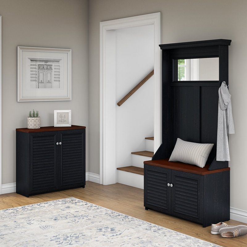 Waelder 8 Pair Shoe Storage Bench, Antique Black