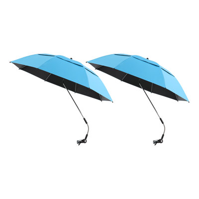 Lot de 2 parasols à pince, parasol de plage réglable à 360° avec pince pour terrasse, camping et voiturettes de golf
