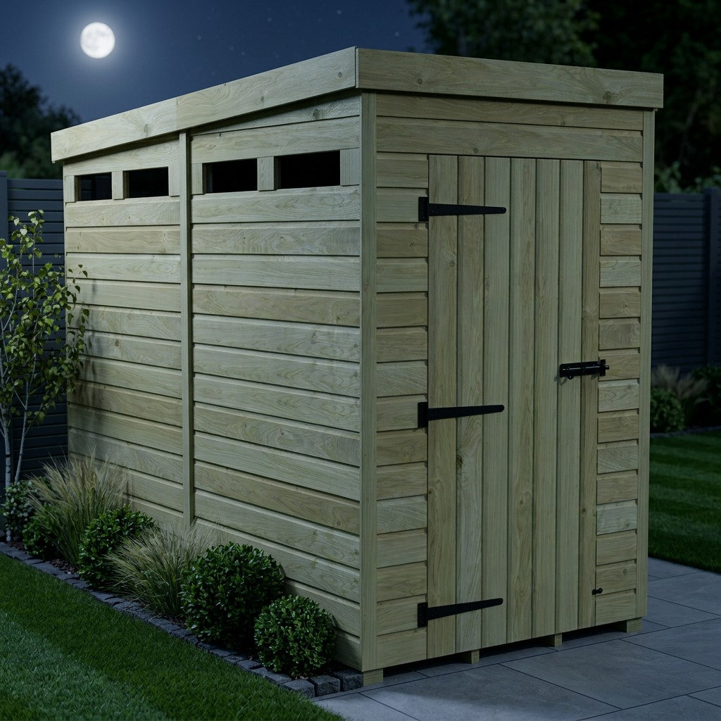 Total Sheds 4ft x 8ft Security Pent Shed - Heavy-Duty Hasp Staple Anti-Tamper - Pressure Treated Timber - UK Manufactured