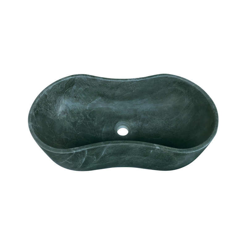 Green Natural Marble Bathroom Vessel Sink, Green