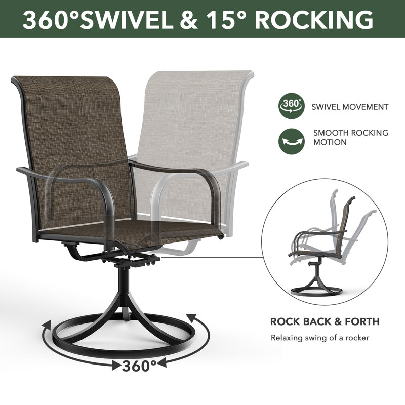 6-person Round Dining Set With Swivel Chairs, Brown