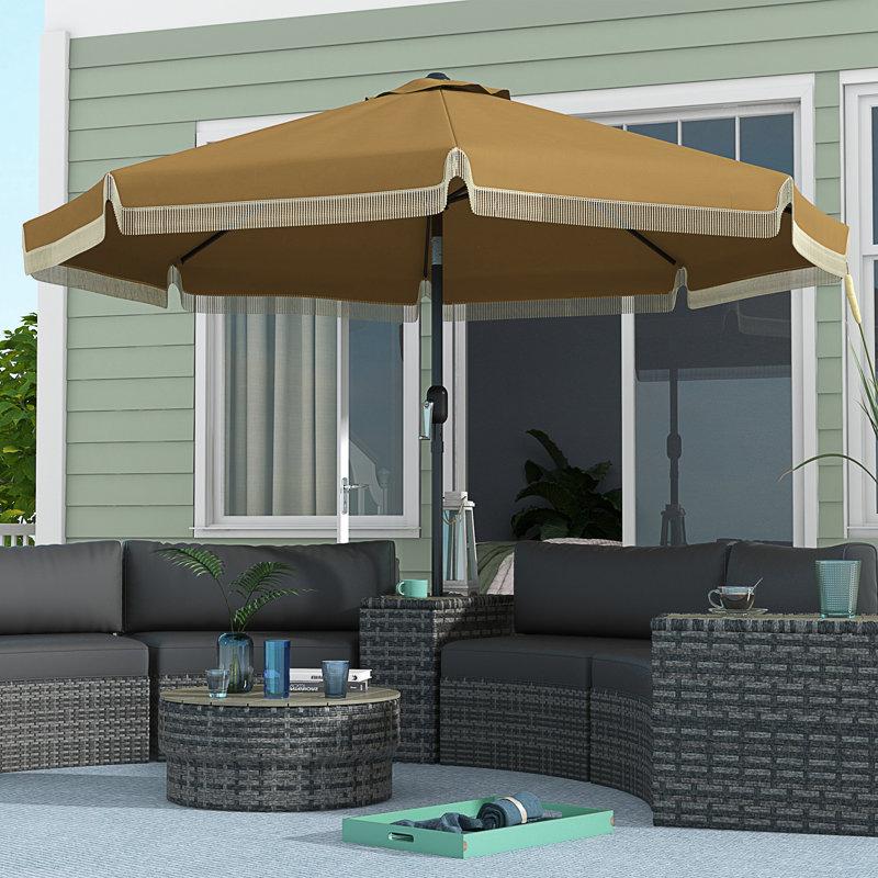 Parasol de patio 9 pi Outsunny, Tanné