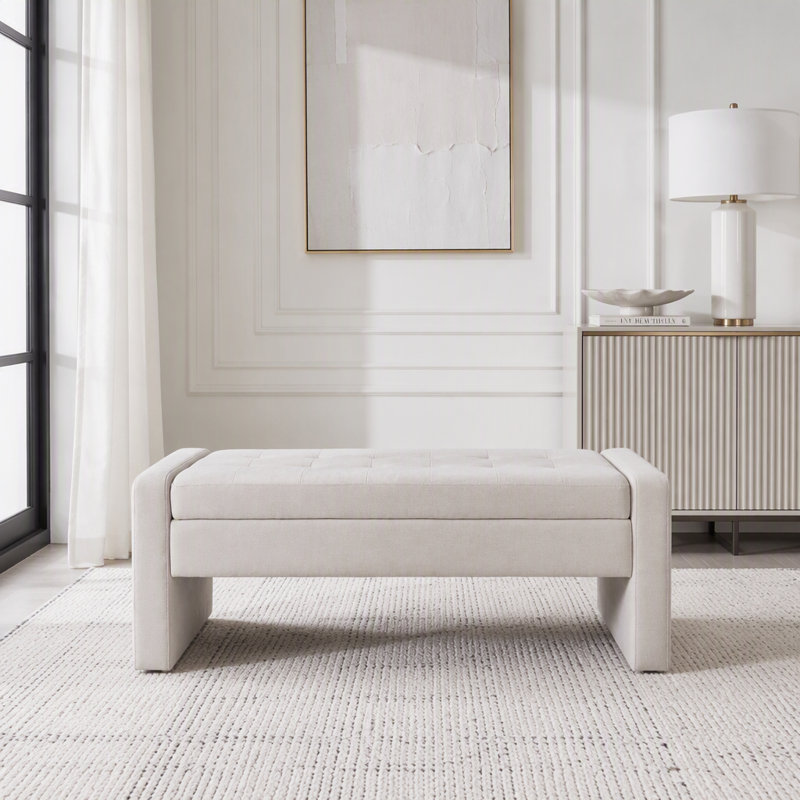 Banc de rangement rembourré moderne de 50 po avec siège capitonné
