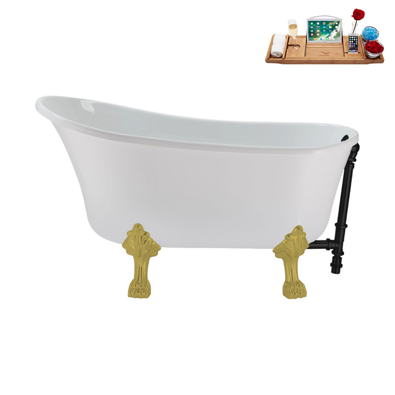 51.2'' x 25.6'' Soaking Acrylic Bathtub, Brushed Gold, Matte Black