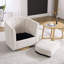 Chaise moderne pivotante en chenille beige 31,1 po avec rangement