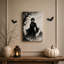 Art mural sur toile noir et blanc avec un homme gothique près du château et de la lune-647295206