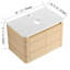 Meuble-lavabo mural 30 po, base en contreplaqué, 2 portes d'armoire à fermeture en douceur avec fermeture en douceur, 45 poignées cachées, protection de la surface de l'eau, style moderne pour la décoration, chêne blanc américain