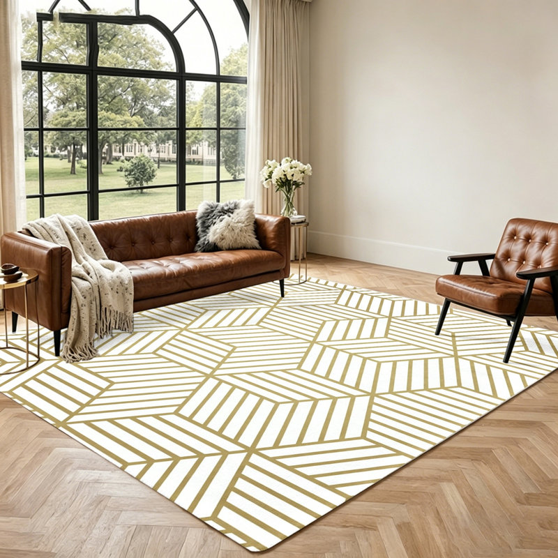 Geometric Pattern Area Rug, Non-Slip Soft Plush, Washable Floor Mat for Living Room, Bedroom, Home Decor, Accent, Indoor Outdoor