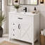 Meuble-lavabo autoportant de style campagnard de 76 cm avec lavabo en céramique, 3 tiroirs, rangement inclinable et porte-serviettes réversible