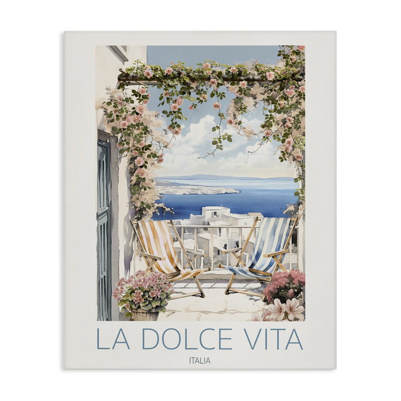 Toile vue sur le balcon côtier italien, design par CAD Designs, H 30 po x l 24 po