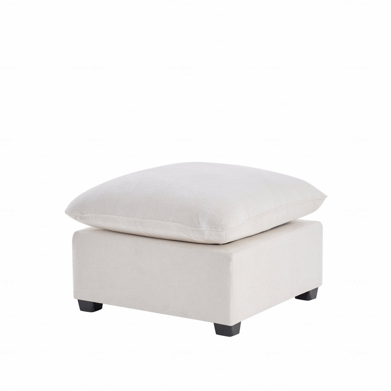 26”x26” Ottoman Sofa – Wide Chenille Seat, White