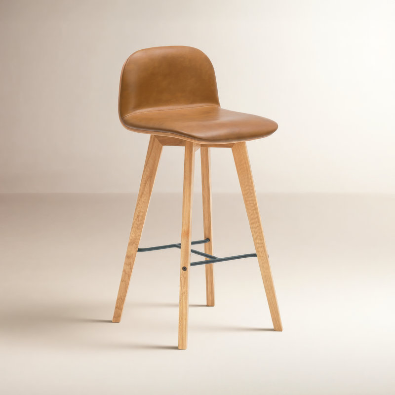 Caspian Bar Stool, Counter Stool (25.5” Seat Height), Brown Top Grain Leather