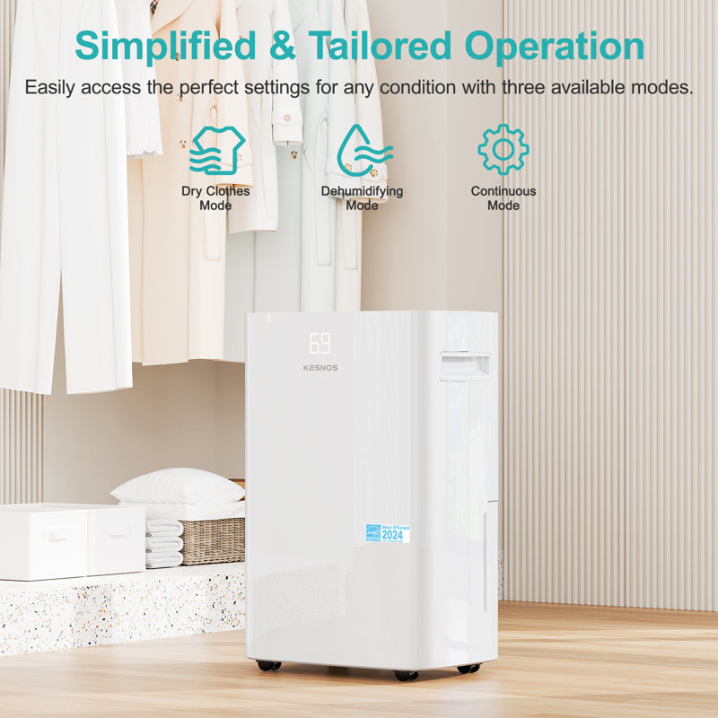 Energy Star Dehumidifier for spaces up to 4,500 sq.ft - Smart Operation, Flexible Drainage Options