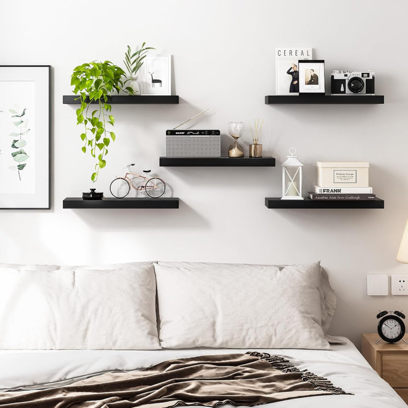 Tablettes flottantes 15,8 po pour mur, tablettes murales avec support invisible pour salle de bain, salon, chambre à coucher, cuisine, bureau (paquet de 5)