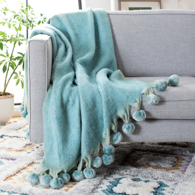 Shae Knitted Throw Blanket, Aqua