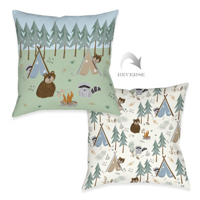 Outdoor Critters Camping Throw Pillow