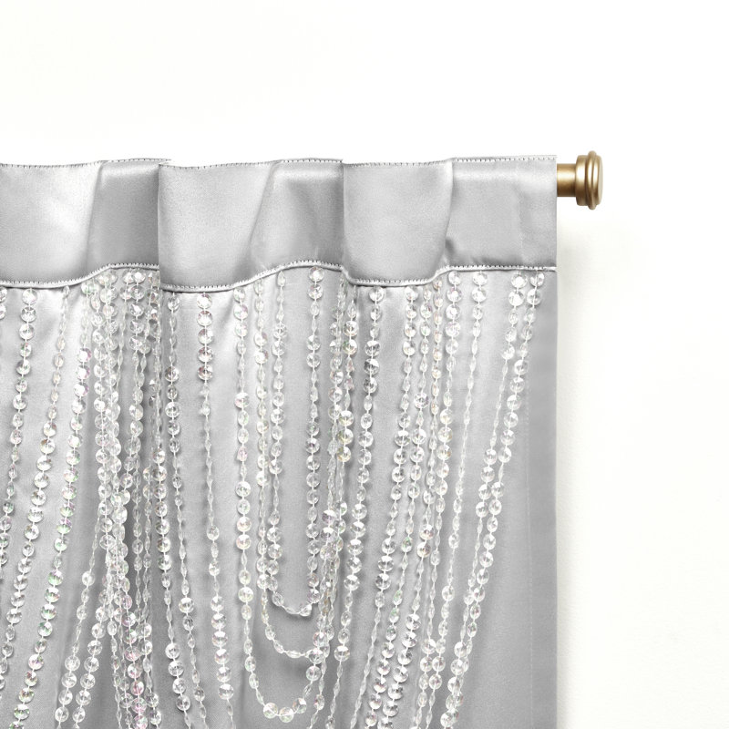 Silver Polyester Room Darkening Pleated Curtain Panels