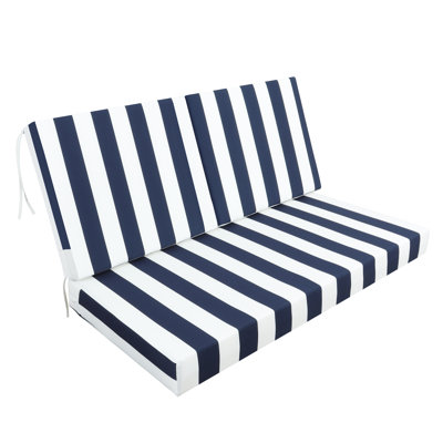 Outdoor Deep Seat Cushion Set 48 X 24 X 4.5 In, Weather-Proof, Rain-Proof, Fade Resistant Patio Cushion Waterproof Replacement Patio Chair Cushions Set Of 2, Double Seat For Chair, Sofa, And Couch-WHITE