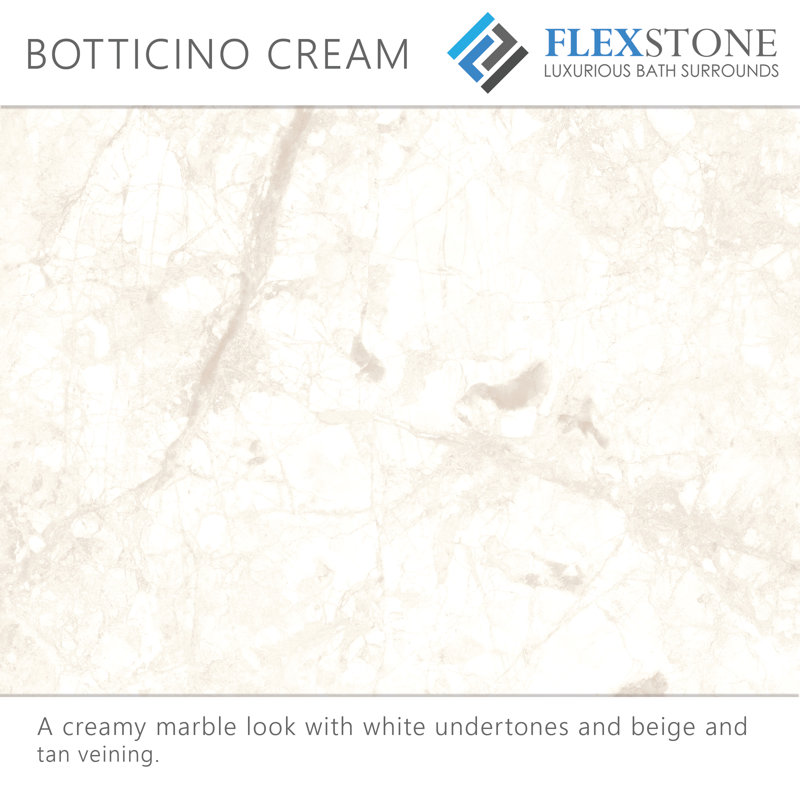 FlexStone® 60"W x 30"D Alcove Shower Base with Right Drain in Botticino Cream, Botticino Cream