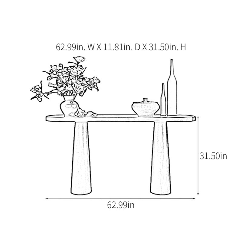 Modern Minimalist Solid Wood Console Table, 31.5" H x 62.99" W x 11.81" D