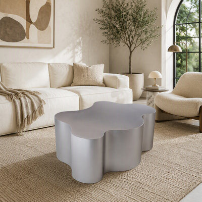 39.4" Luxury Stainless Steel Coffee Table, Center Table for Living Room