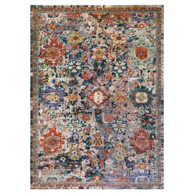 Tapis rectangulaire unique de 9 pi 10 po x 13 pi 8 po New Turkmen