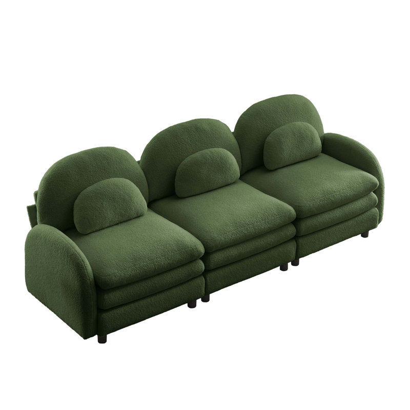 Canapé modulaire en tissu avec support lombaire incurvé, H 35,4 po x l 98,2 po x P 33,8 po, Vert