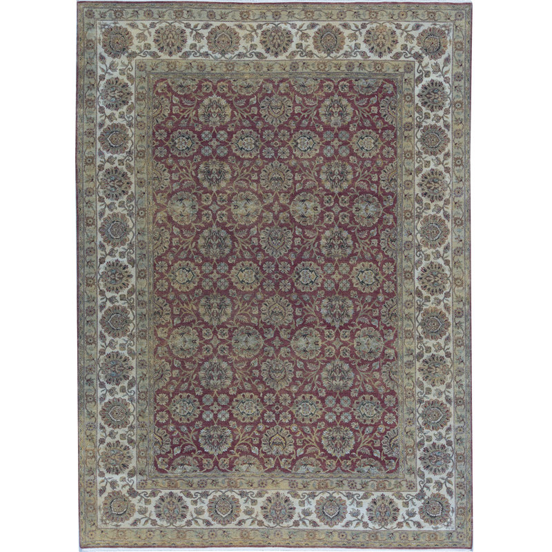 Tapis rouille et ivoire de haute qualité noué à la main