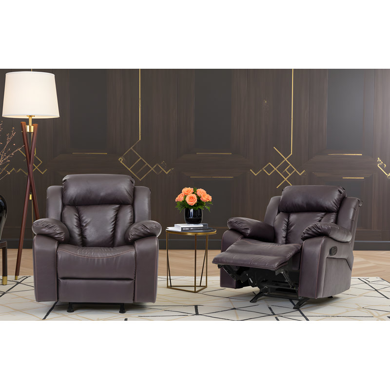 Ensemble de 2 fauteuils inclinables Novellara, Brun foncé