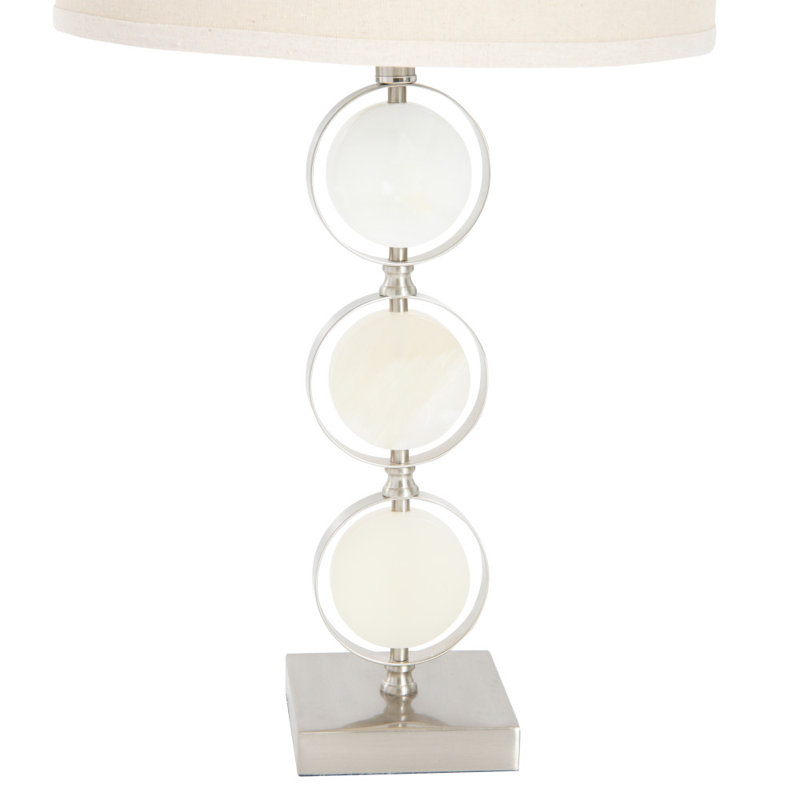 Art Deco Stacked Metal and Marble Table Lamp, Bronze
