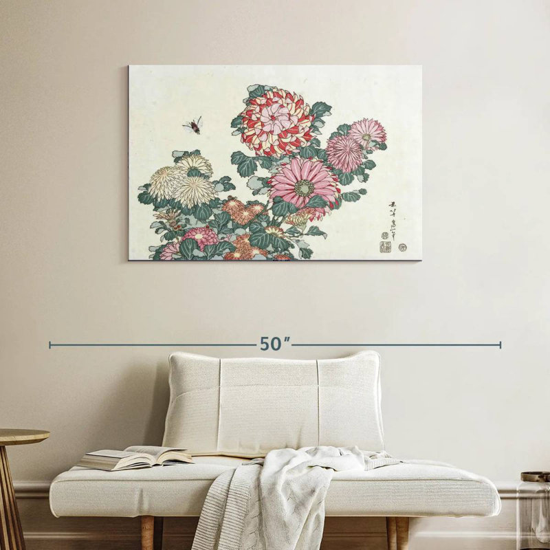 Chrysanthèmes Harnek et une abeille, H 26 po x l 39 po
