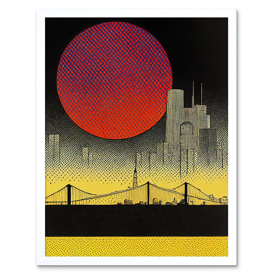 Pop Art Sunset Manhattan Bridge Skyline - Rectangle Print