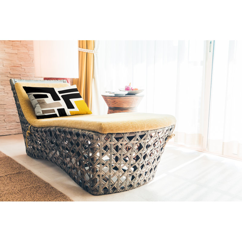 Coussin décoratif intérieur / extérieur en polyester filé Briddie, Jaune, H 18 po x l 25 po
